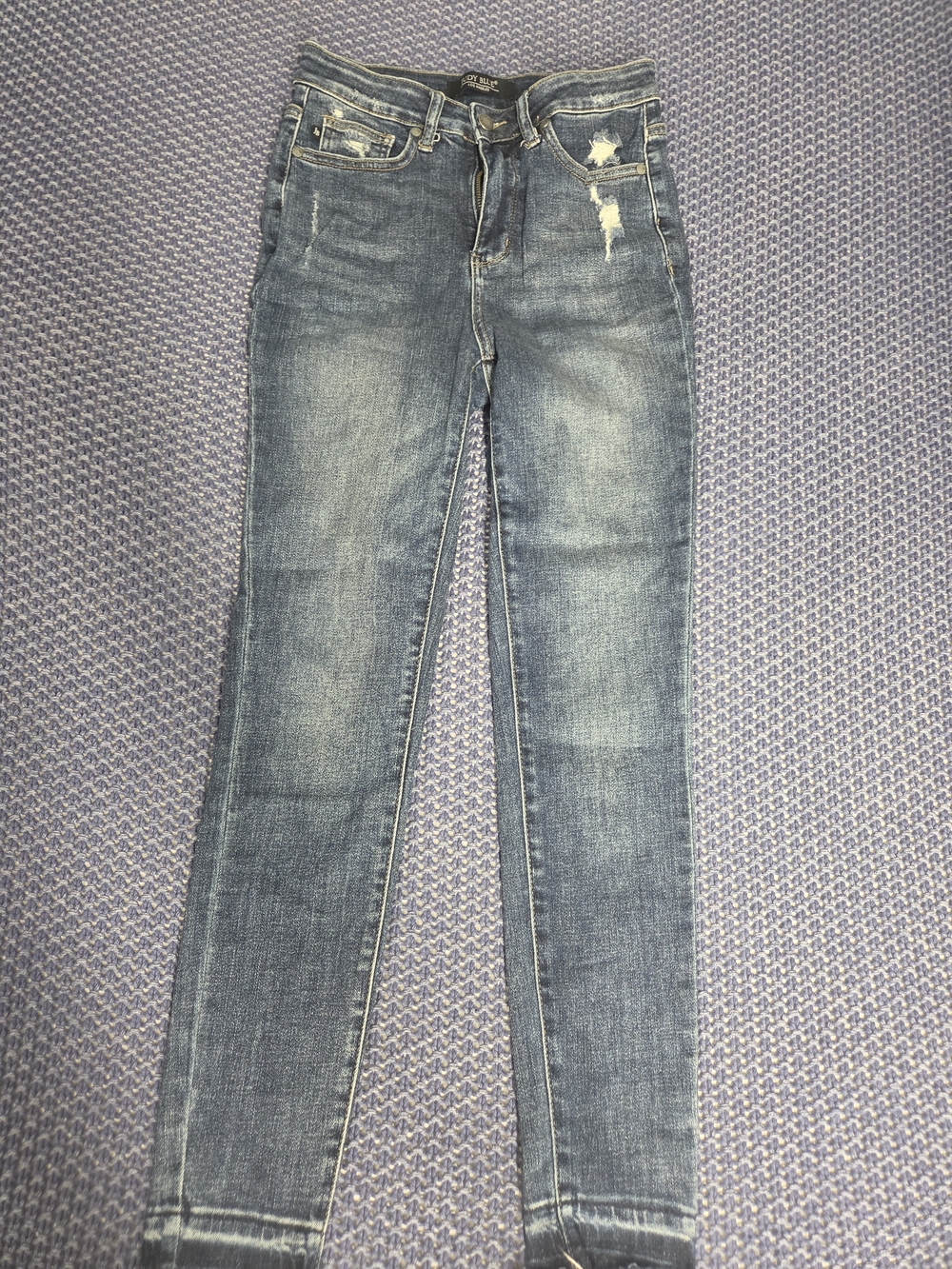 Judy Blue Faded Blue Skinny Jeans Distress #0062